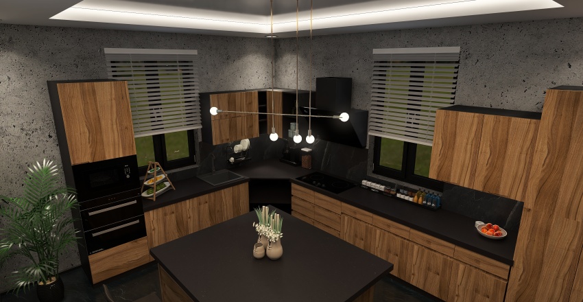 drewniana kuchnia 3d design renderings