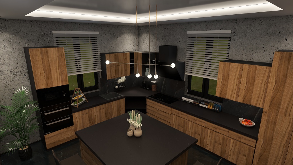 drewniana kuchnia 3d design renderings