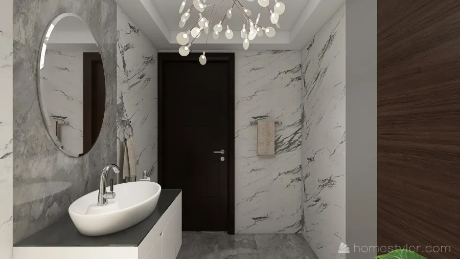 Modern Guest bath 3d design renderings