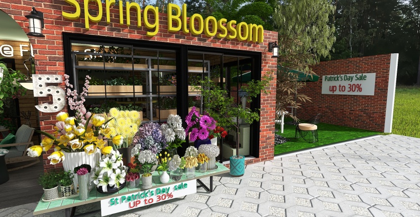 #StpatrickContest - Blossom Flower Shop 3d design renderings
