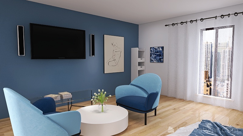 Cozy Blue Bedroom 3d design renderings