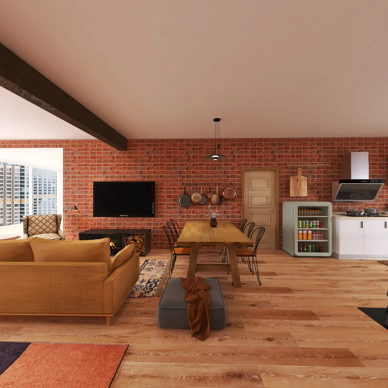 LivingDiningRoom 3d design renderings