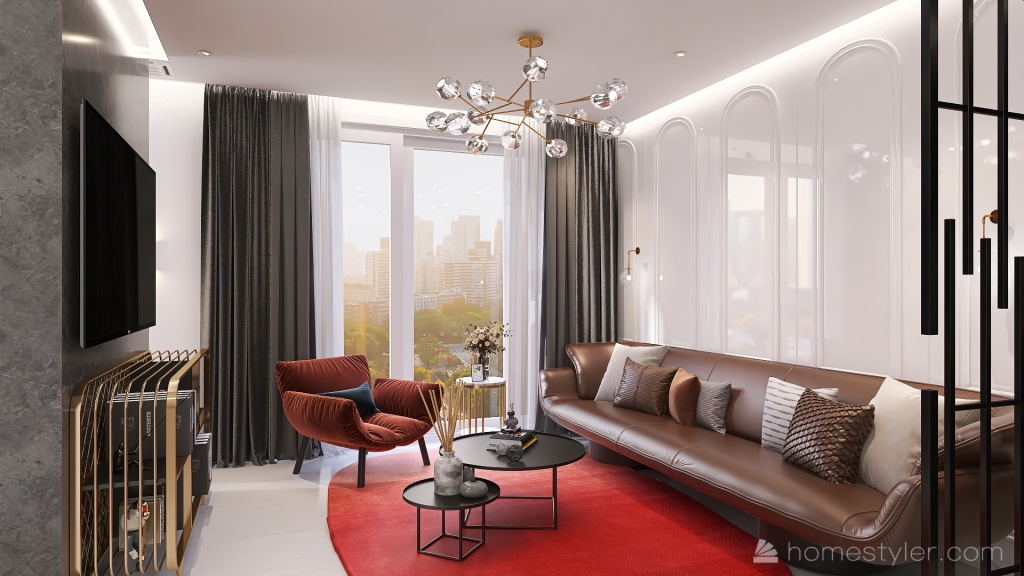 Single Open Space Apartment 3d design renderings