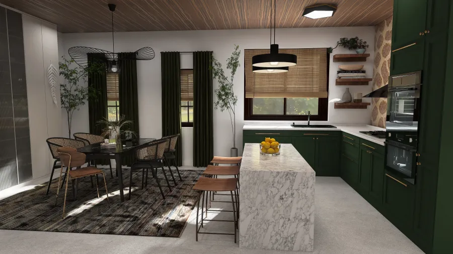 Living/ Dining Room & Kitchen 3d design renderings