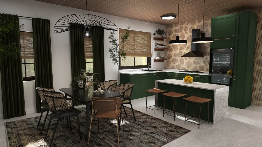 Living/ Dining Room & Kitchen 3d design renderings
