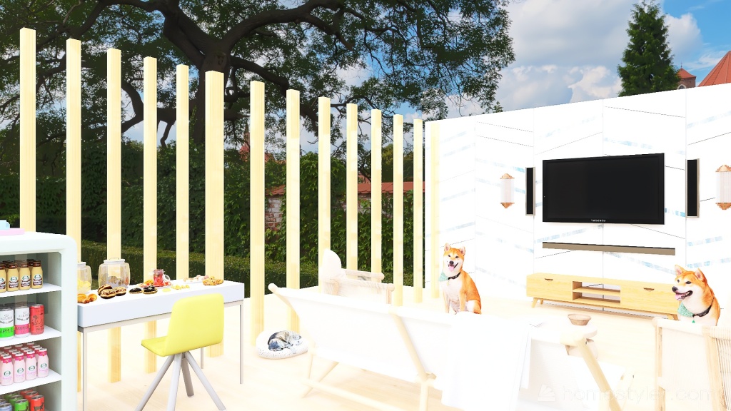 Outdoor garden movie theater. 3d design renderings