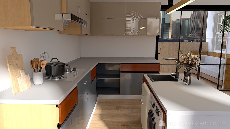 studio apartmant 3d design renderings