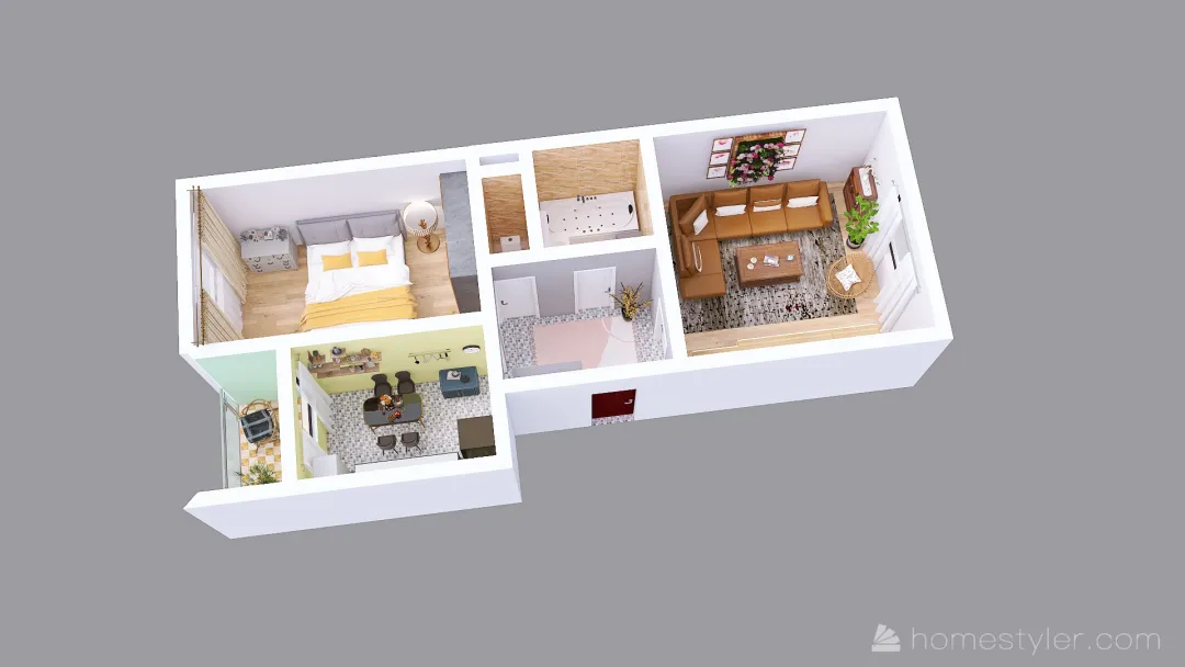 2 izbový byt Sliač 3d design renderings