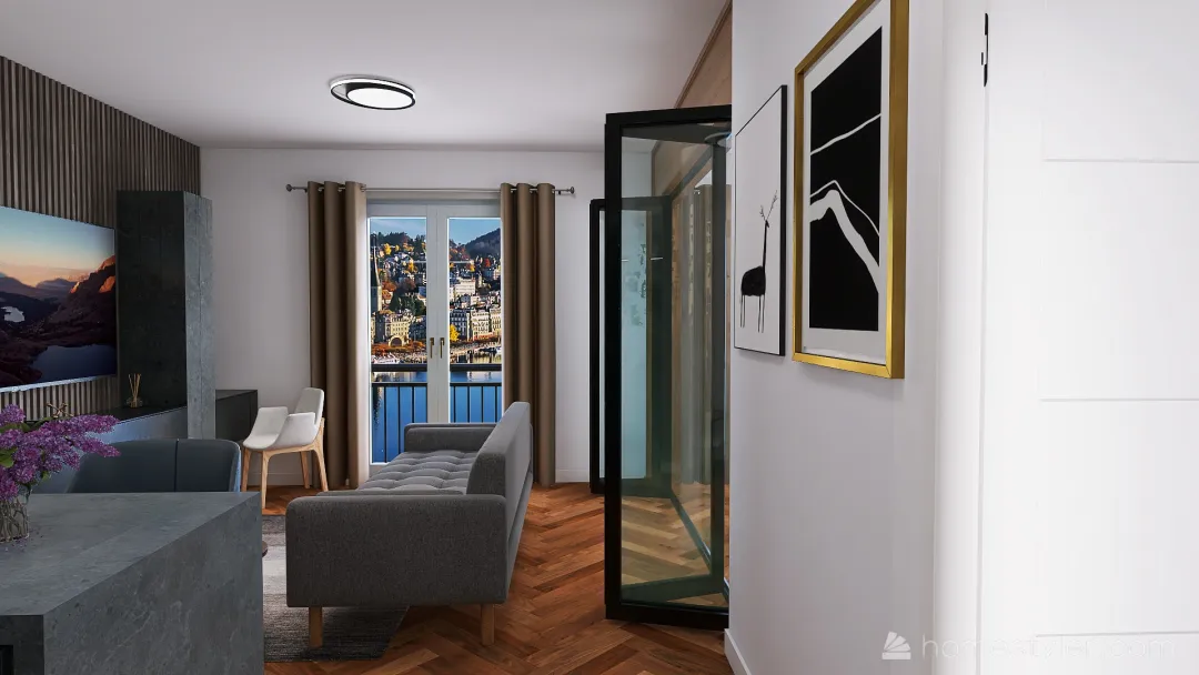 Wood tones tourist apartment 3d design renderings