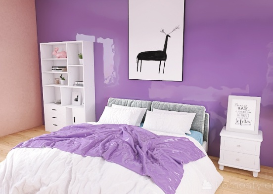 Cozy Pink and Purple Bedroom Design Rendering