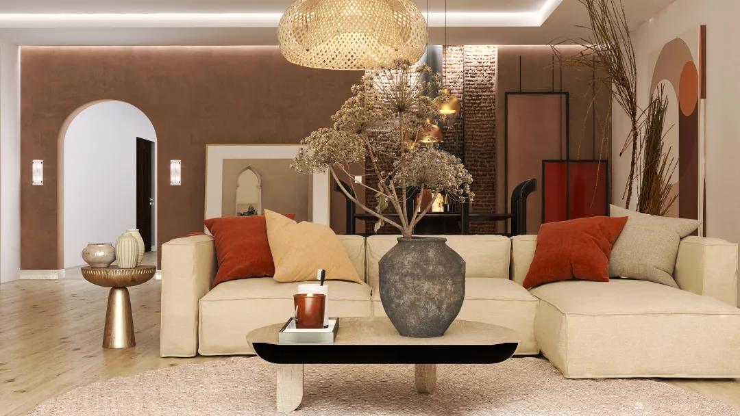WabiSabi Orange Warm Hut 3d design renderings