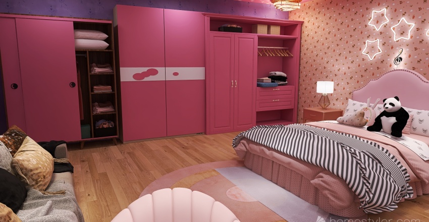 Pink and Purple Bedroom-For Pink Designs and Abby White :) 3d design renderings