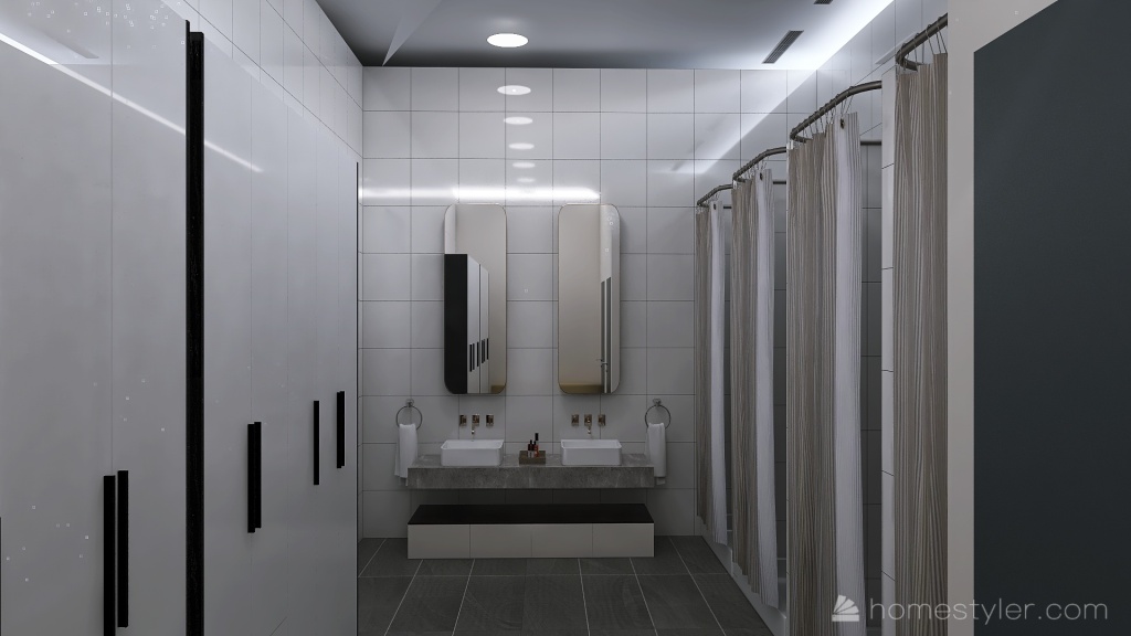 Vestiaire/Douche/WC pour femme 3d design renderings