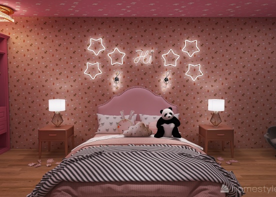 Pink and Purple Bedroom-For Pink Designs and Abby White :) Design Rendering