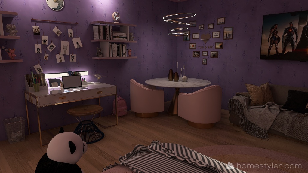 Pink and Purple Bedroom-For Pink Designs and Abby White :) 3d design renderings