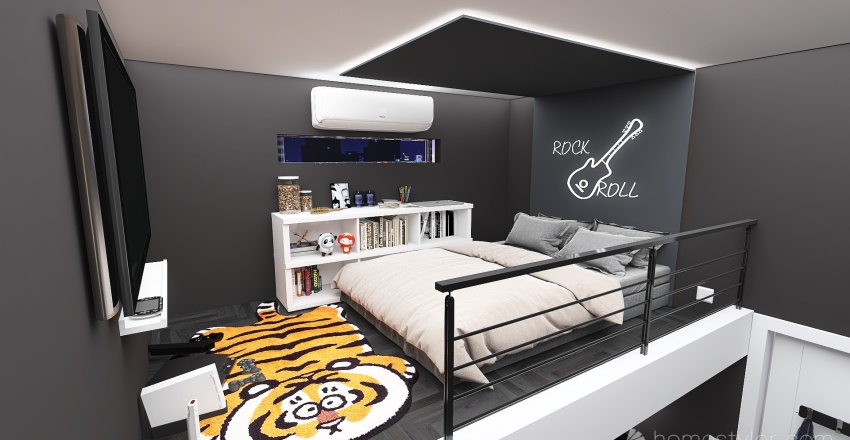 small gaming bedroom 3d design renderings