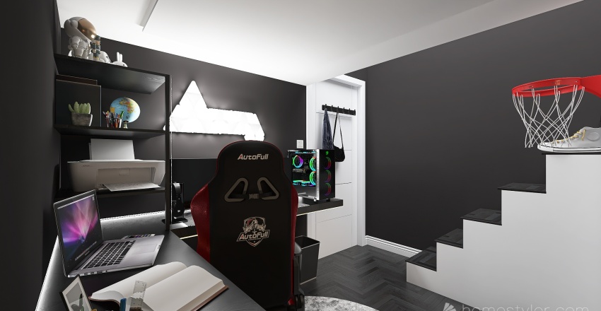 small gaming bedroom 3d design renderings