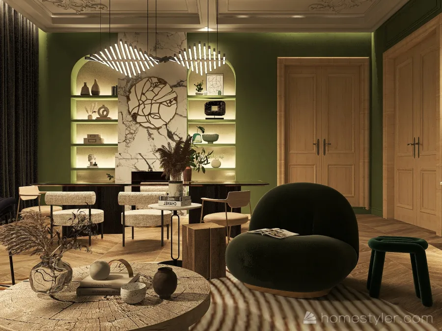 #StPatrickContest Luxury Green Room 3d design renderings