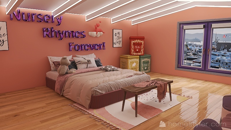 Pink Nursery 3d design renderings