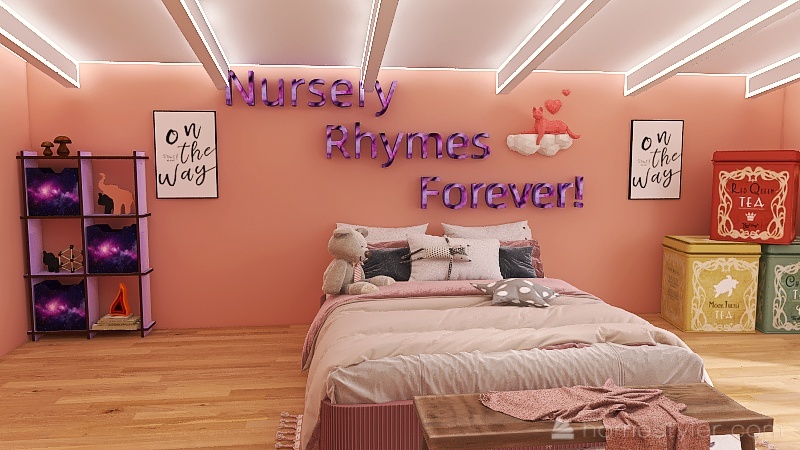 Pink Nursery 3d design renderings