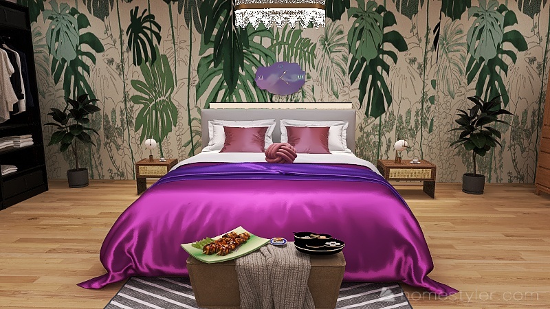 Purple bedroom-For Artsy Aesthetic 3d design renderings