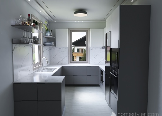 Comparing Two Toned Kitchen Cabinets Design Rendering