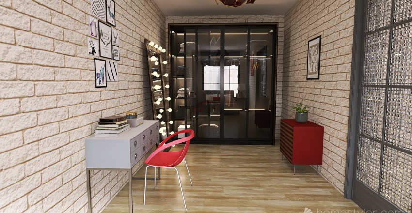 black, red and white loft 3d design renderings
