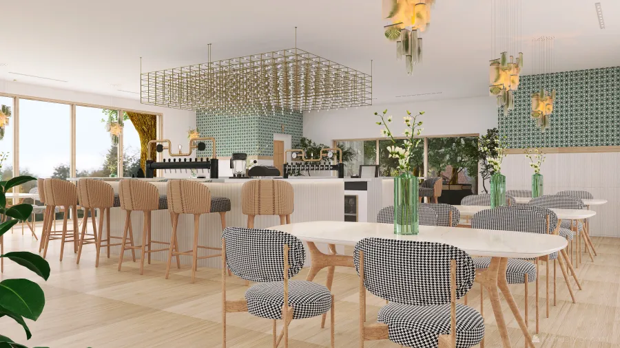 Lounge Bar & Dining 3d design renderings