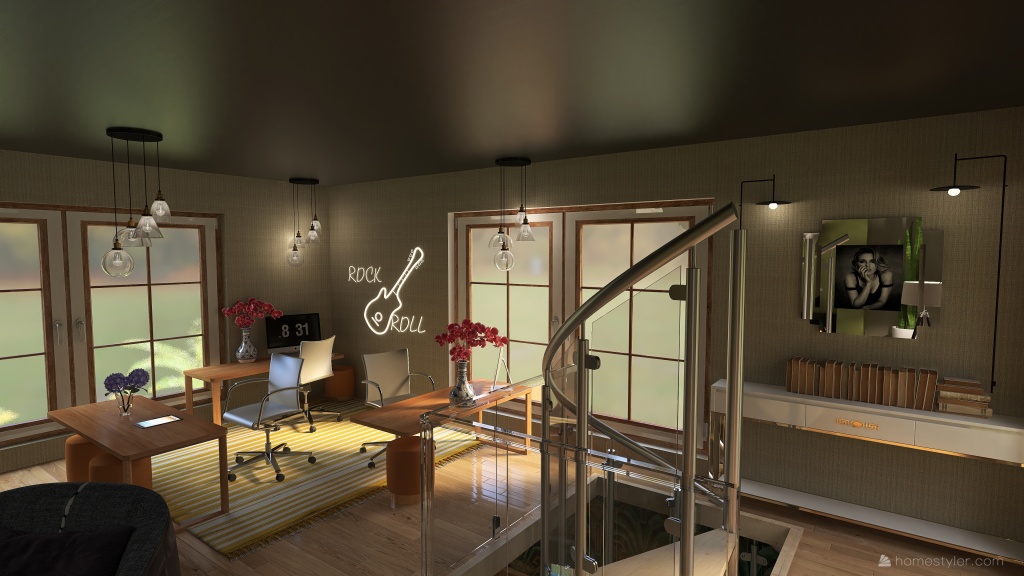 Modern Photography Office and Studio 3d design renderings