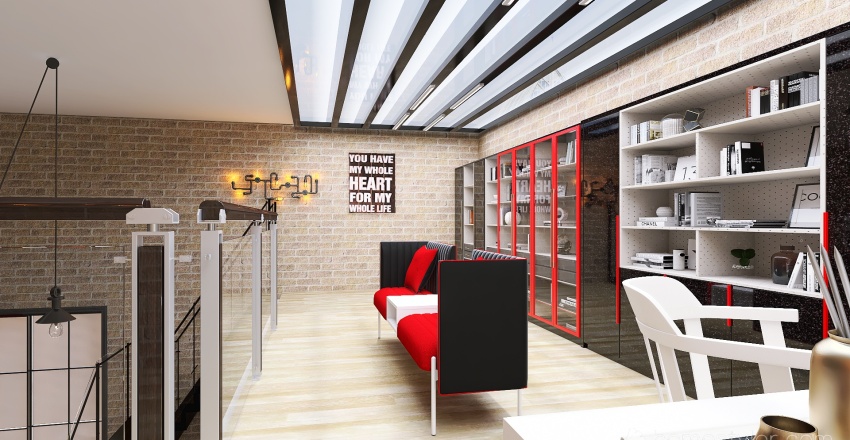 black, red and white loft 3d design renderings