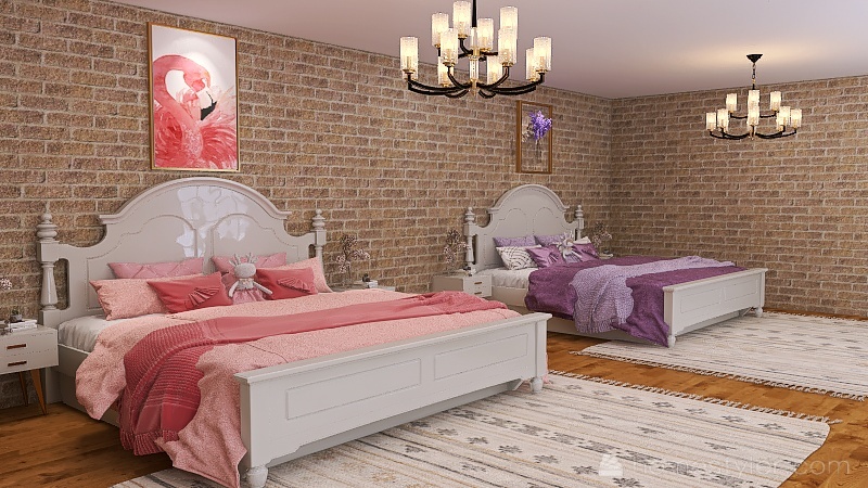 Twins Bedroom 3d design renderings