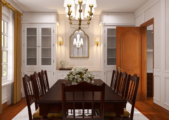 Timeless Elegant Dining Room Design Rendering