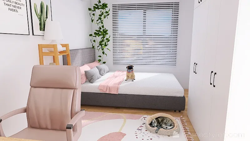pink dream room 3d design renderings