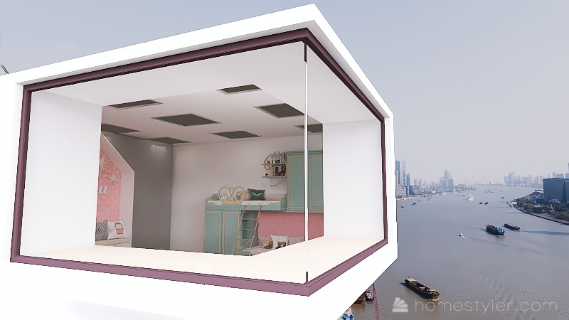 Bedroom for kids 3d design renderings