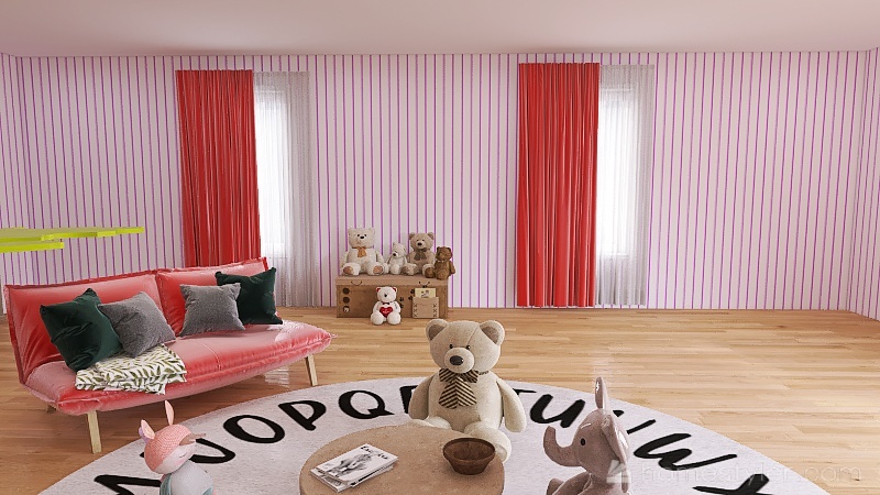 Room For Twin Girls 3d design renderings
