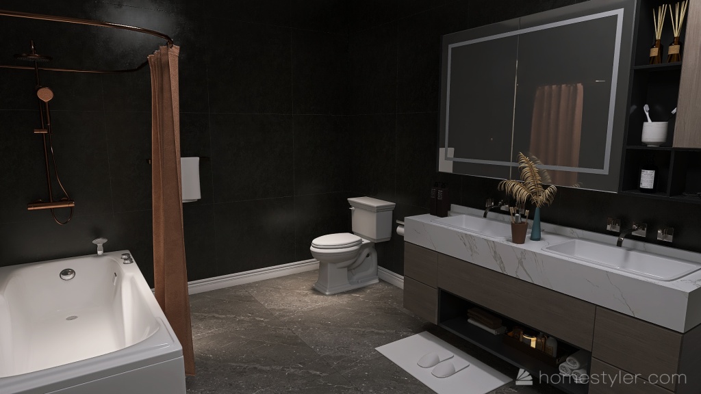 Shared Bathroom 3d design renderings