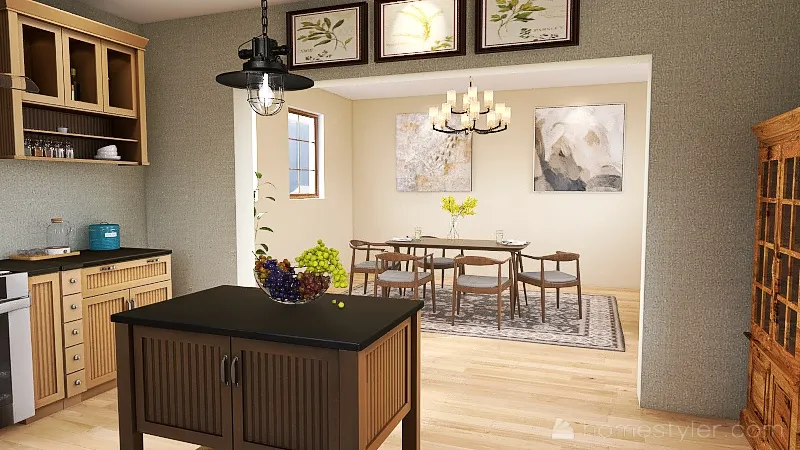 Modern Craftsman Kitchen & Dining 3d design renderings