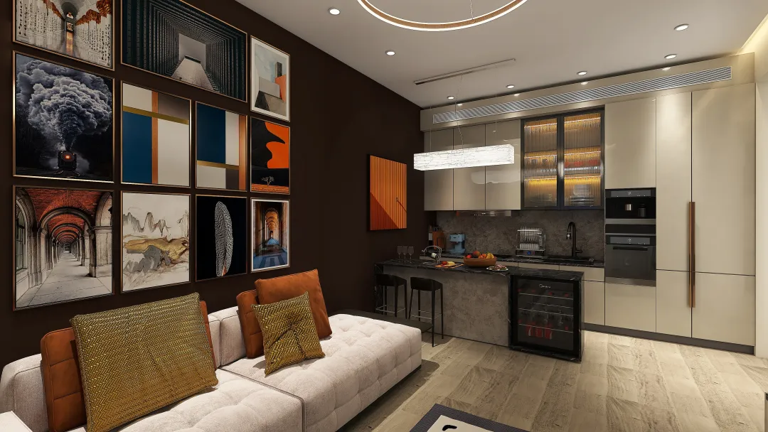 Bachelor apartment 3d design renderings