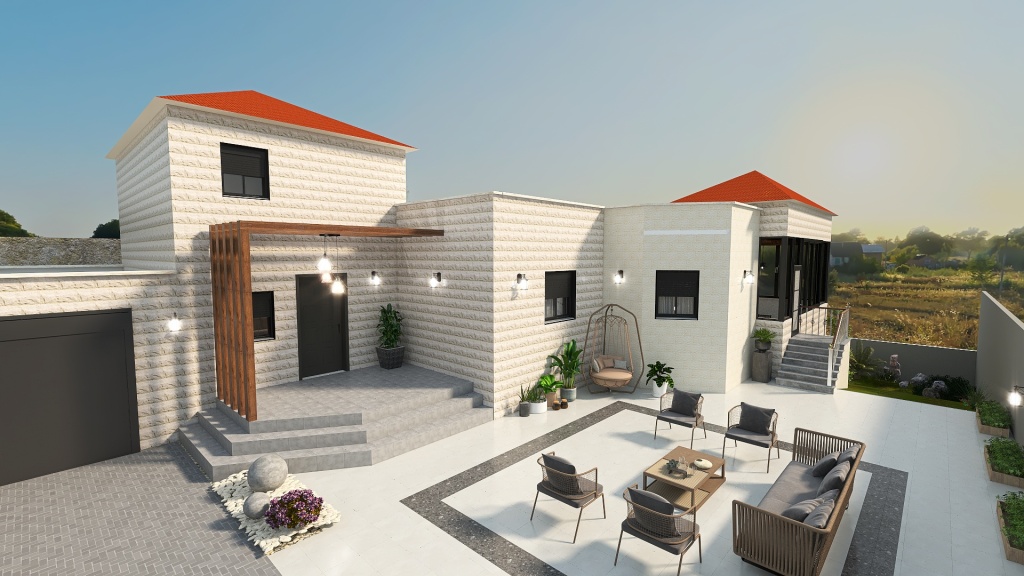 Suburban House Outside 3d design renderings