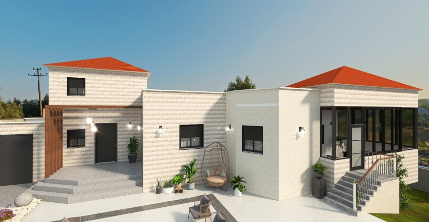 Suburban House Outside 3d design renderings