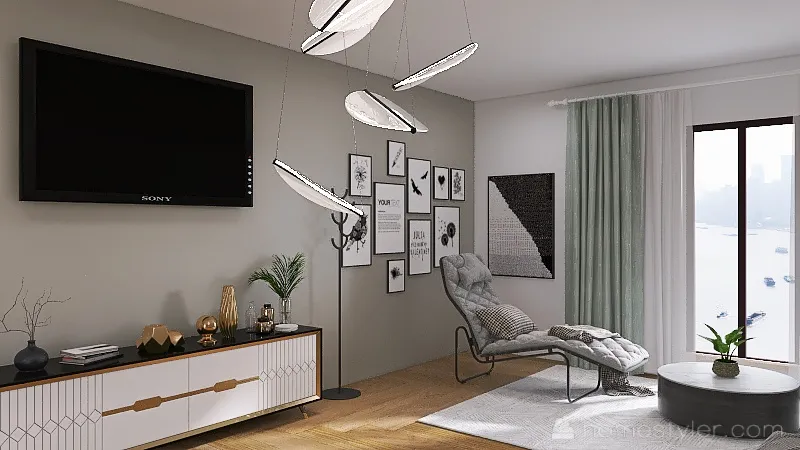 Grey and White Bedroom 3d design renderings