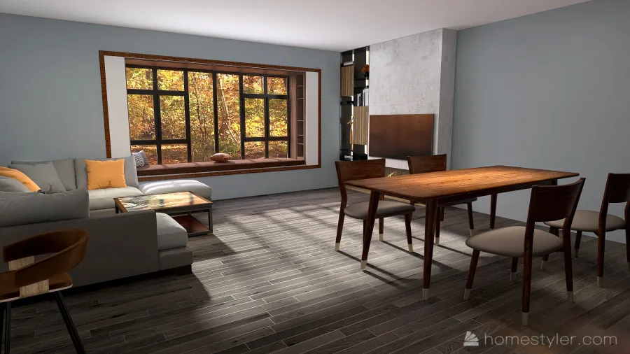 kitchen, living room, dining room 3d design renderings
