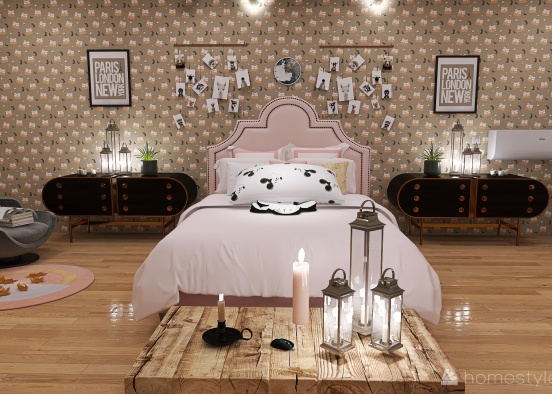 Paris and Disney themed room- For Grace River Design Rendering