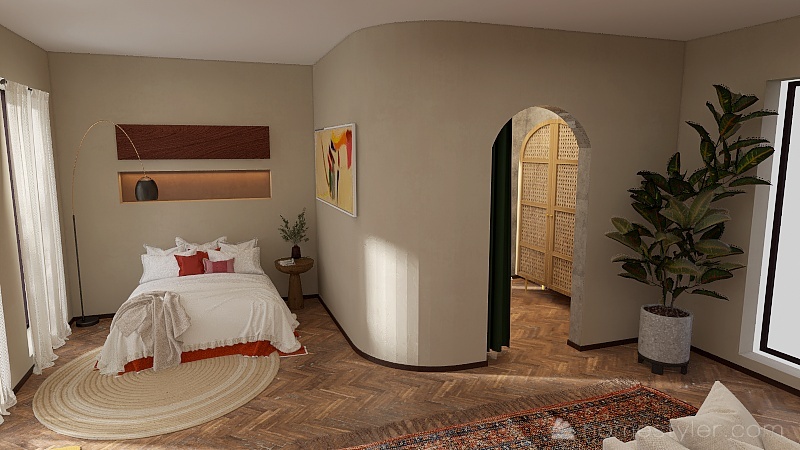 Minimalistic Master Bedroom 3d design renderings