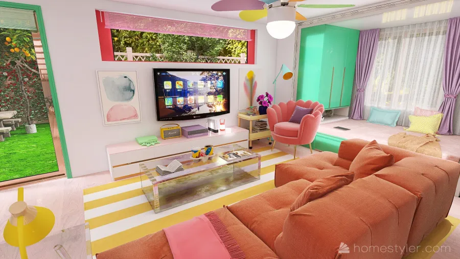 ArtDeco Living Room 3d design renderings