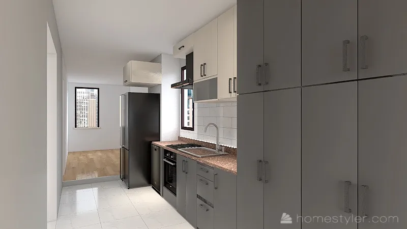 antrasit alt krem üst selamsız mutfak ve oda 3d design renderings