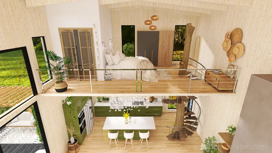 #EcoHomeContest - Maison contemporaine en bois 3d design renderings