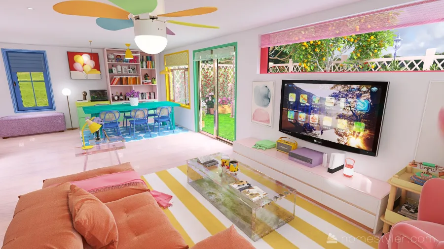 ArtDeco Living Room 3d design renderings
