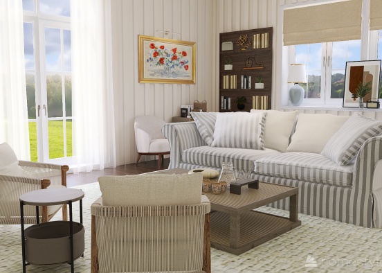 Cottage Style Living Room Design Rendering