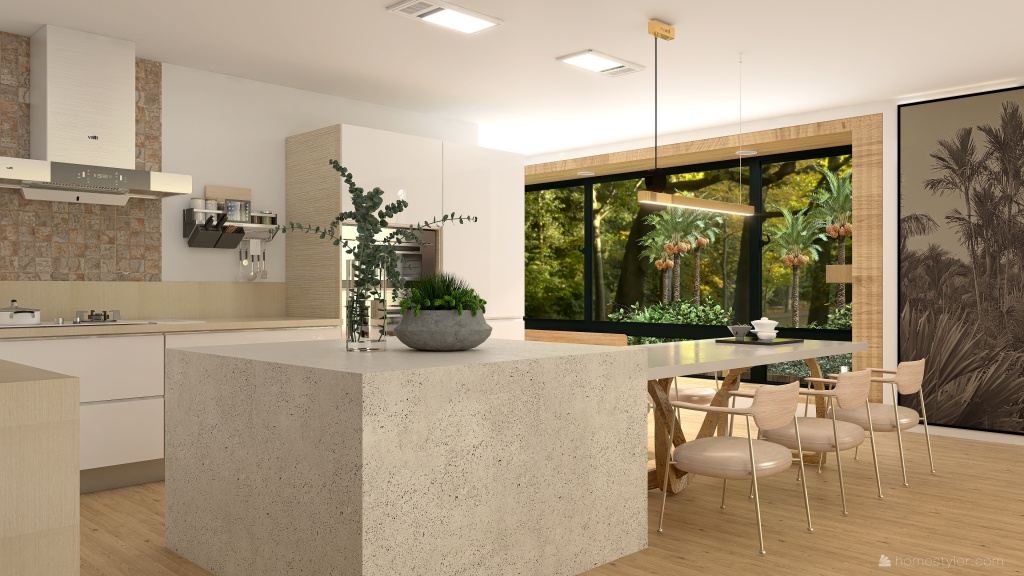 Kitchen & Dining/Living Room/Entry 3d design renderings
